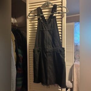 PAIGE Black Denim Overall Dress